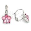 Rhodium Gold Filled Leverback Earring, Flower Design, with Light Rose Swarovski Crystals, Polished, Rhodium Finish, 02.239.0012.1