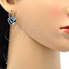 Rhodium Gold Filled Leverback Earring, Heart Design, with Montana Swarovski Crystals, Polished, Rhodium Finish, 02.239.0013