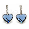 Rhodium Gold Filled Leverback Earring, Heart Design, with Montana Swarovski Crystals, Polished, Rhodium Finish, 02.239.0013