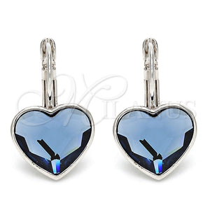 White Gold Filled Ring — Leverback Earring Heart Design with Montana Swarovski Crystals — main product view — SKU 106342 | Oro Laminado Blanco anillo — Leverback Earring corazón diseño with Montana Swarovski Crystals — SKU 106342
