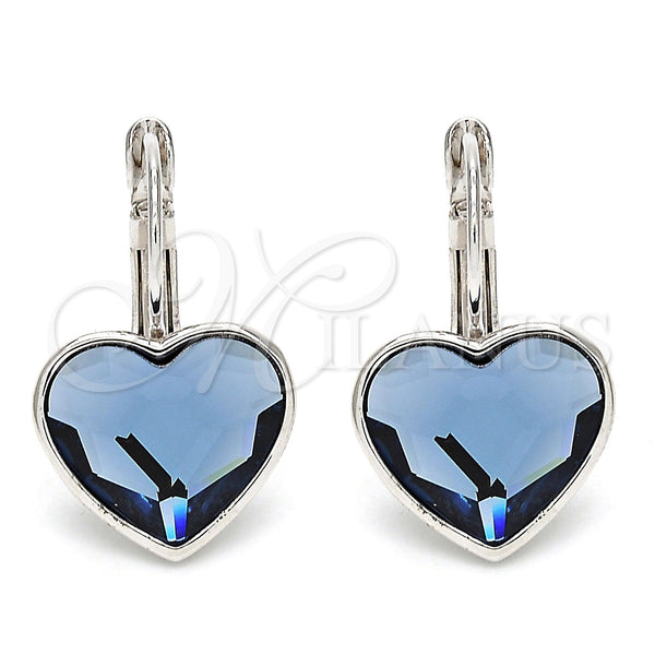 White Gold Filled Ring — Leverback Earring Heart Design with Montana Swarovski Crystals — main product view — SKU 106342 | Oro Laminado Blanco anillo — Leverback Earring corazón diseño with Montana Swarovski Crystals — SKU 106342