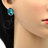 Rhodium Gold Filled Stud Earring, with Indicolite Swarovski Crystals, Polished, Rhodium Finish, 02.239.0015