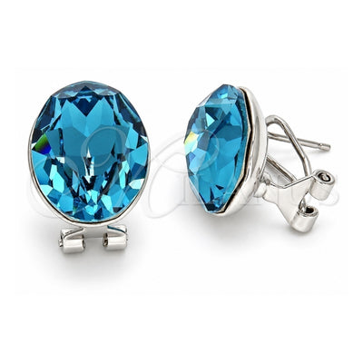 White Gold Filled Stud Earring, with Indicolite Swarovski Crystals, Polished, Rhodium Finish, 02.239.0015