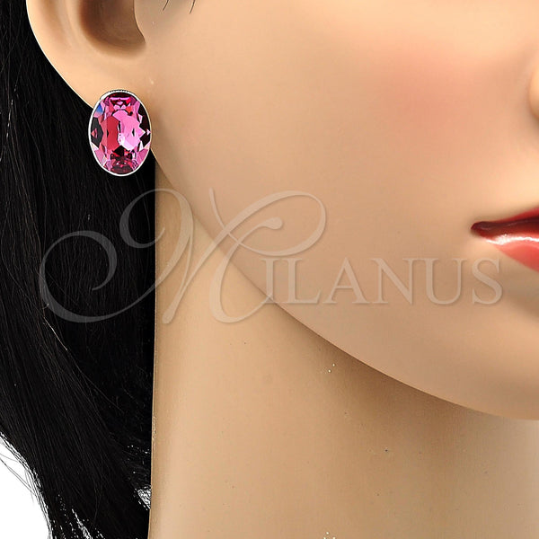White Gold Filled Ring — Stud Earring with Rose Swarovski Crystals Polished 02. — alternate product view — SKU 106347 | Oro Laminado Blanco anillo — Stud Earring with Rose Swarovski Crystals pulido 02. — SKU 106347