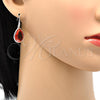 Rhodium Gold Filled Dangle Earring, Teardrop Design, with Padparadscha Swarovski Crystals, Polished, Rhodium Finish, 02.239.0016