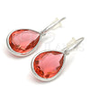 Rhodium Gold Filled Dangle Earring, Teardrop Design, with Padparadscha Swarovski Crystals, Polished, Rhodium Finish, 02.239.0016