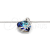 Rhodium Gold Filled Pendant Necklace, Heart and Bow Design, with Bermuda Blue Swarovski Crystals and White Micro Pave, Polished, Rhodium Finish, 04.239.0001.16 (01 MM Thickness, 16 Inches Length)