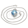 Rhodium Gold Filled Pendant Necklace, Leaf Design, with Aquamarine Swarovski Crystals and White Micro Pave, Polished, Rhodium Finish, 04.239.0013.16 (01 MM Thickness, 16 Inches Length)