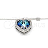 Rhodium Gold Filled Pendant Necklace, Heart Design, with Bermuda Blue Swarovski Crystals and White Micro Pave, Polished, Rhodium Finish, 04.239.0014.16 (01 MM Thickness, 16 Inches Length)