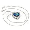 Rhodium Gold Filled Pendant Necklace, Heart Design, with Bermuda Blue Swarovski Crystals and White Micro Pave, Polished, Rhodium Finish, 04.239.0014.16 (01 MM Thickness, 16 Inches Length)