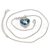 Rhodium Plated Pendant Necklace, Heart and key Design, with Bermuda Blue Swarovski Crystals and White Micro Pave, Polished, Rhodium Finish, 04.239.0015.16 (01 MM Thickness, 16 Inches Length)