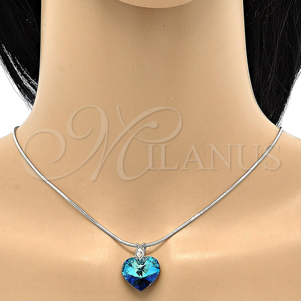 White Gold Filled Necklace — Pendant Necklace Heart and Rat Tail Design with — alternate product view — SKU 106360 | Oro Laminado Blanco collar — Pendant Necklace corazón and Rat Tail diseño with — SKU 106360