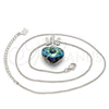 Rhodium Plated Pendant Necklace, Heart and Flower Design, with Bermuda Blue Swarovski Crystals and White Cubic Zirconia, Polished, Rhodium Finish, 04.239.0019.16 (01 MM Thickness, 16 Inches Length)