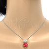 White Gold Filled Pendant Necklace, Flower and Box Design, with Padparadscha Swarovski Crystals and White Cubic Zirconia, Polished, Rhodium Finish, 04.239.0020.16 (01 MM Thickness, 16 Inches Length)
