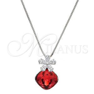 White Gold Filled Necklace — Pendant Necklace Flower and Box Design with Padparadscha — main product view — SKU 106363 | Oro Laminado Blanco collar — Pendant Necklace flor and Box diseño with Padparadscha — SKU 106363