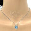 Rhodium Gold Filled Pendant Necklace, Rolo Design, with Aquamarine Swarovski Crystals and White Micro Pave, Polished, Rhodium Finish, 04.239.0023.16 (01 MM Thickness, 16 Inches Length)