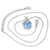 Rhodium Gold Filled Pendant Necklace, Rolo Design, with Aquamarine Swarovski Crystals and White Micro Pave, Polished, Rhodium Finish, 04.239.0023.16 (01 MM Thickness, 16 Inches Length)