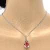 White Gold Filled Pendant Necklace, Herringbone Design, with Rose Peach Swarovski Crystals, Polished, Rhodium Finish, 04.239.0025.16 (01 MM Thickness, 16 Inches Length)