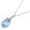 Rhodium Gold Filled Pendant Necklace, Pave Mariner Design, with Aquamarine Swarovski Crystals, Polished, Rhodium Finish, 04.239.0025.2.16 (01 MM Thickness, 16 Inches Length)