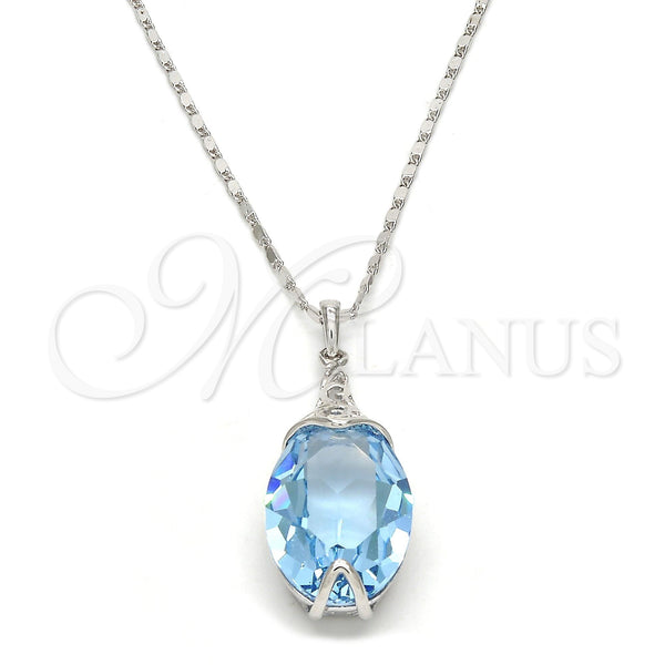 White Gold Filled Necklace — Pendant Necklace Pave Mariner Design with Aquamarine Swarovski — main product view — SKU 106370 | Oro Laminado Blanco collar — Pendant Necklace Pave Mariner diseño with Aquamarine Swarovski — SKU 106370