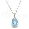 Rhodium Gold Filled Pendant Necklace, Pave Mariner Design, with Aquamarine Swarovski Crystals, Polished, Rhodium Finish, 04.239.0025.2.16 (01 MM Thickness, 16 Inches Length)