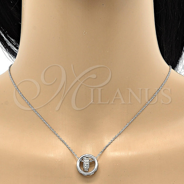 White Gold Filled Necklace — Pendant Necklace Heart and Rolo Design with Aurore — alternate product view — SKU 106372 | Oro Laminado Blanco collar — Pendant Necklace corazón and Rolo diseño with Aurore — SKU 106372