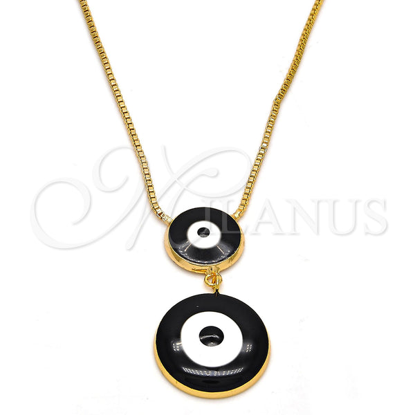 Gold Filled Necklace — Pendant Necklace Evil Eye and Box Design Black — main product view — SKU 106376 | Oro Laminado collar — Pendant Necklace Evil Eye and Box diseño negro — SKU 106376