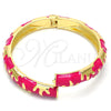 Oro Laminado Individual Bangle, Gold Filled Style Pink Enamel Finish, Golden Finish, 07.240.0002.1.05 (10 MM Thickness, Size 5 (2.50 Diameter))