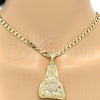 Oro Laminado Religious Pendant, Gold Filled Style Sagrado Corazon de Jesus Design, with White Cubic Zirconia, Polished, Golden Finish, 05.120.0003