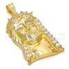 Oro Laminado Religious Pendant, Gold Filled Style Jesus Design, with White Cubic Zirconia, Polished, Golden Finish, 05.120.0008
