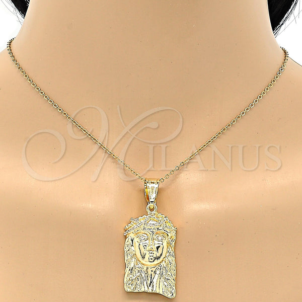 Gold Filled Pendant — Religious Pendant Jesus Design with White Cubic Zirconia — alternate product view — SKU 106426 | Oro Laminado dije — Religious Pendant Jesus diseño with blanco Cubic Zirconia — SKU 106426