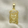 Oro Laminado Religious Pendant, Gold Filled Style Jesus Design, with White Cubic Zirconia, Polished, Golden Finish, 05.120.0015