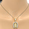 Oro Laminado Religious Pendant, Gold Filled Style Guadalupe Design, with White Cubic Zirconia, Polished, Golden Finish, 05.120.0016