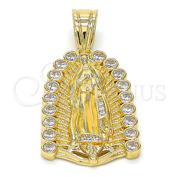 Gold Filled Pendant — Religious Pendant Guadalupe Design with White Cubic Zirconia — main product view — SKU 106435 | Oro Laminado dije — Religious Pendant Guadalupe diseño with blanco Cubic Zirconia — SKU 106435