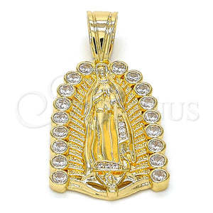 Gold Filled Pendant — Religious Pendant Guadalupe Design with White Cubic Zirconia — main product view — SKU 106435 | Oro Laminado dije — Religious Pendant Guadalupe diseño with blanco Cubic Zirconia — SKU 106435