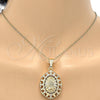 Oro Laminado Religious Pendant, Gold Filled Style Guadalupe Design, with White Cubic Zirconia, Polished, Golden Finish, 05.120.0030