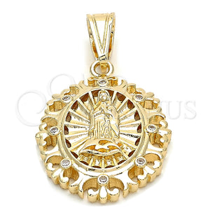 Gold Filled Pendant — Religious Pendant Guadalupe Design with White Cubic Zirconia — main product view — SKU 106446 | Oro Laminado dije — Religious Pendant Guadalupe diseño with blanco Cubic Zirconia — SKU 106446