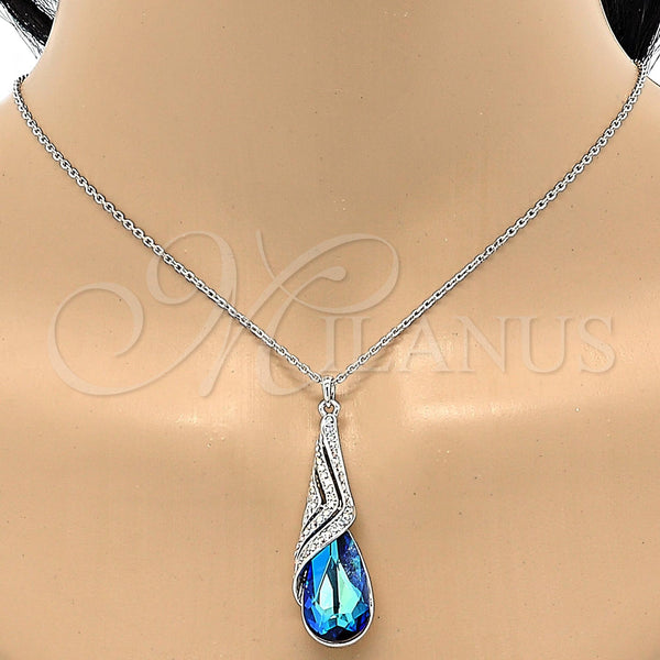 White Gold Filled Necklace — Pendant Necklace Teardrop and Rolo Design with Bermuda — alternate product view — SKU 106448 | Oro Laminado Blanco collar — Pendant Necklace Teardrop and Rolo diseño with Bermuda — SKU 106448