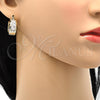 Oro Laminado Small Hoop, Gold Filled Style Baguette Design, with White Cubic Zirconia, Polished, Golden Finish, 02.185.0001.20