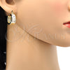 Oro Laminado Small Hoop, Gold Filled Style Baguette Design, with White Cubic Zirconia, Polished, Golden Finish, 02.185.0001.20