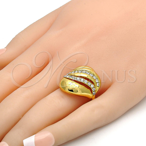 Gold Filled Ring — Multi Stone Ring with White Crystal Polished 01. — alternate product view — SKU 106481 | Oro Laminado anillo — Multi Stone Ring with cristal blanco pulido 01. — SKU 106481