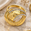 Oro Laminado Multi Stone Ring, Gold Filled Style with White Crystal, Polished, Golden Finish, 01.241.0003.08 (Size 8)
