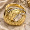 Oro Laminado Multi Stone Ring, Gold Filled Style with White Crystal, Polished, Golden Finish, 01.241.0003.10 (Size 10)