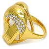 Oro Laminado Multi Stone Ring, Gold Filled Style Greek Key Design, with White Crystal, Polished, Golden Finish, 01.241.0004.07 (Size 7)