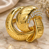 Oro Laminado Multi Stone Ring, Gold Filled Style Greek Key and Bee Design, with White Crystal, Polished, Golden Finish, 01.241.0004.08 (Size 8)