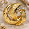 Oro Laminado Multi Stone Ring, Gold Filled Style Greek Key Design, with White Crystal, Polished, Golden Finish, 01.241.0004.09 (Size 9)