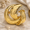 Oro Laminado Multi Stone Ring, Gold Filled Style Greek Key Design, with White Crystal, Polished, Golden Finish, 01.241.0004.10 (Size 10)