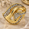 Oro Laminado Multi Stone Ring, Gold Filled Style with White Crystal, Polished, Golden Finish, 01.241.0005.09 (Size 9)
