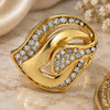Oro Laminado Multi Stone Ring, Gold Filled Style with White Crystal, Polished, Golden Finish, 01.241.0005.10 (Size 10)