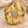 Oro Laminado Multi Stone Ring, Gold Filled Style with White Crystal, Polished, Golden Finish, 01.241.0006.10 (Size 10)